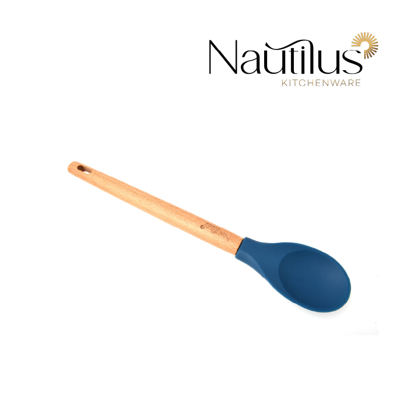 Beech Wood Handle  Silicone Serving Spoon 