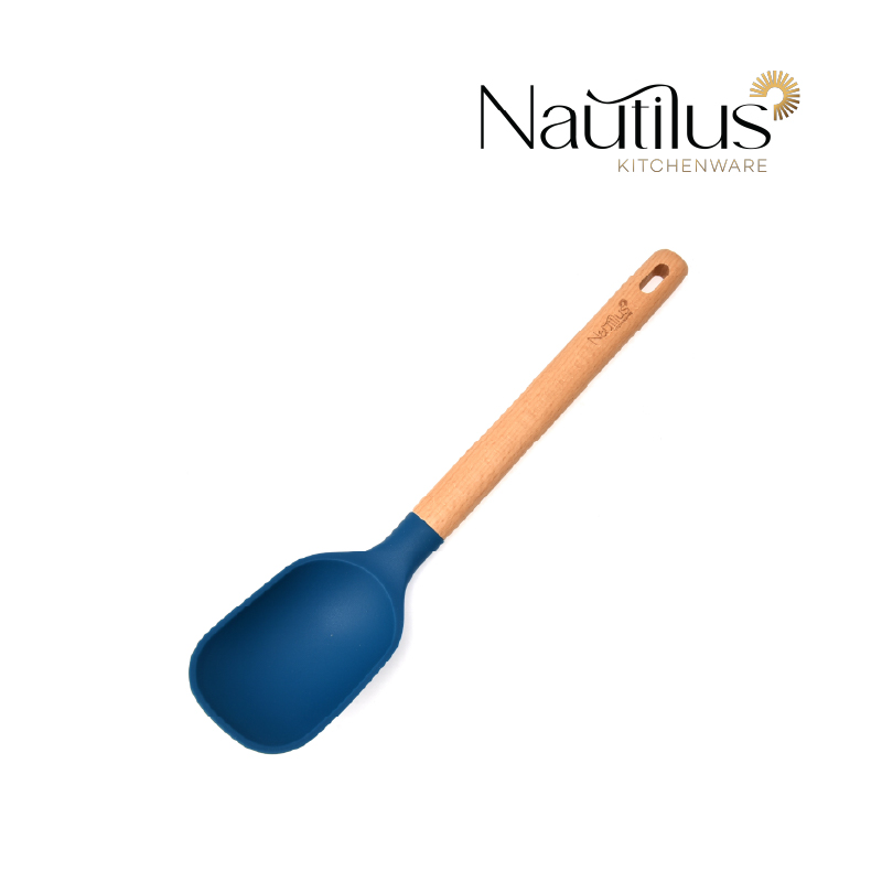 Beech Wood Handle Silicone Serving Spoon 